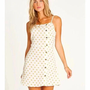 Billabong New Fine Nights Polka Dot Dress Mini Beach Coastal Pool Party Casual